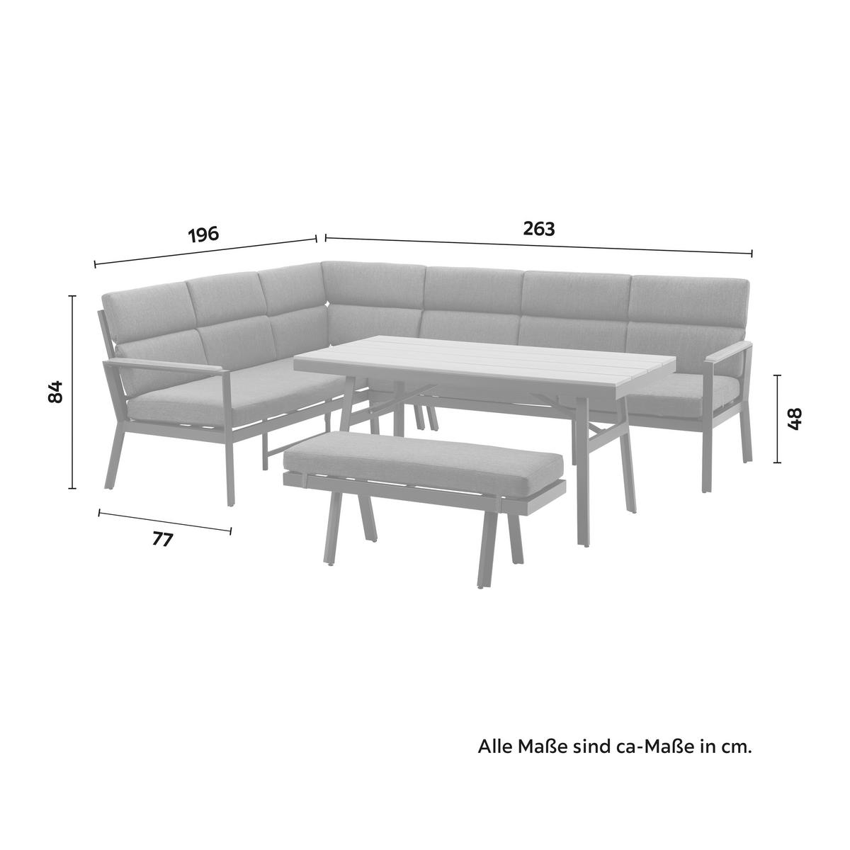 Vrtna Garnitura Eleonora - tamno siva/prirodne boje, Moderno, metal/tekstil (263/84/77cm) - Bessagi Garden
