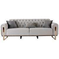 SOFA TRZYOSOBOWA PERLA - greige/kolor złoty, Design, tkanina (236/93/83cm) - Livetastic