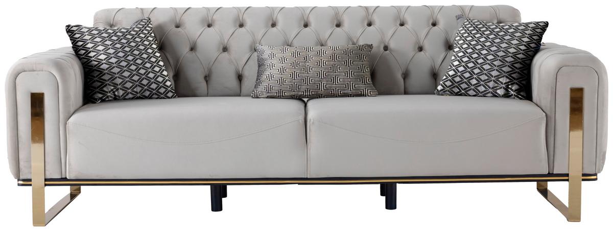 SOFA TRZYOSOBOWA PERLA - greige/kolor złoty, Design, tkanina (236/93/83cm) - Livetastic