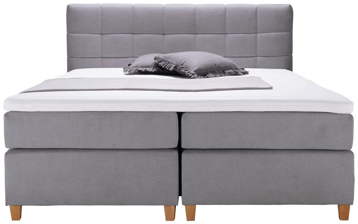 Boxspringbett Jerry ca. 180x200 cm Grau mit Topper - Erlefarben/Grau, MODERN, Holz/Holzwerkstoff (180/200cm) - Bessagi Home