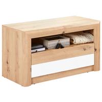 Bancă pentru hol KASHMIR NEW - alb/culoare lemn stejar, Modern (84/47/41cm) - Modern Living