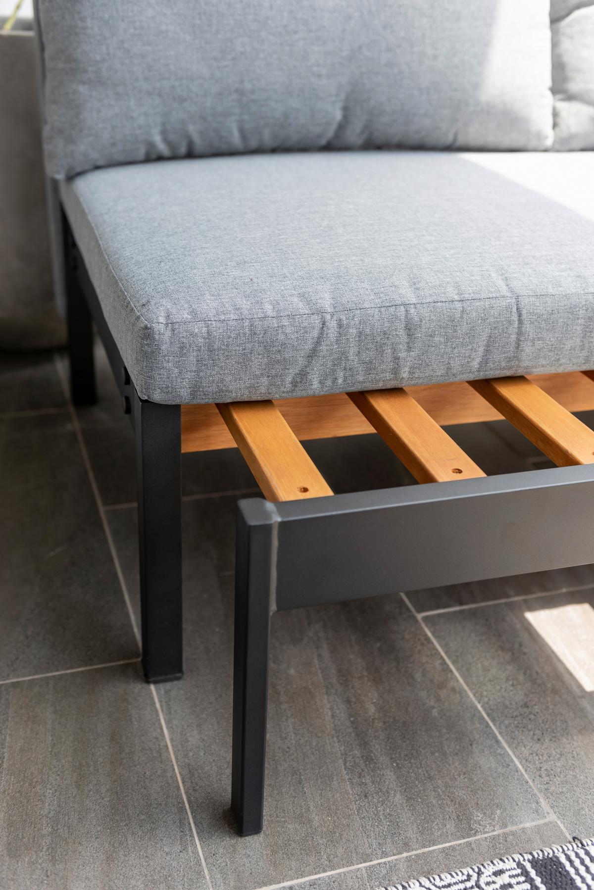 Loungesofa Emil 2 Grau/Schwarz - Hellgrau/Schwarz, MODERN, Holz/Metall (132/70,7/128cm)