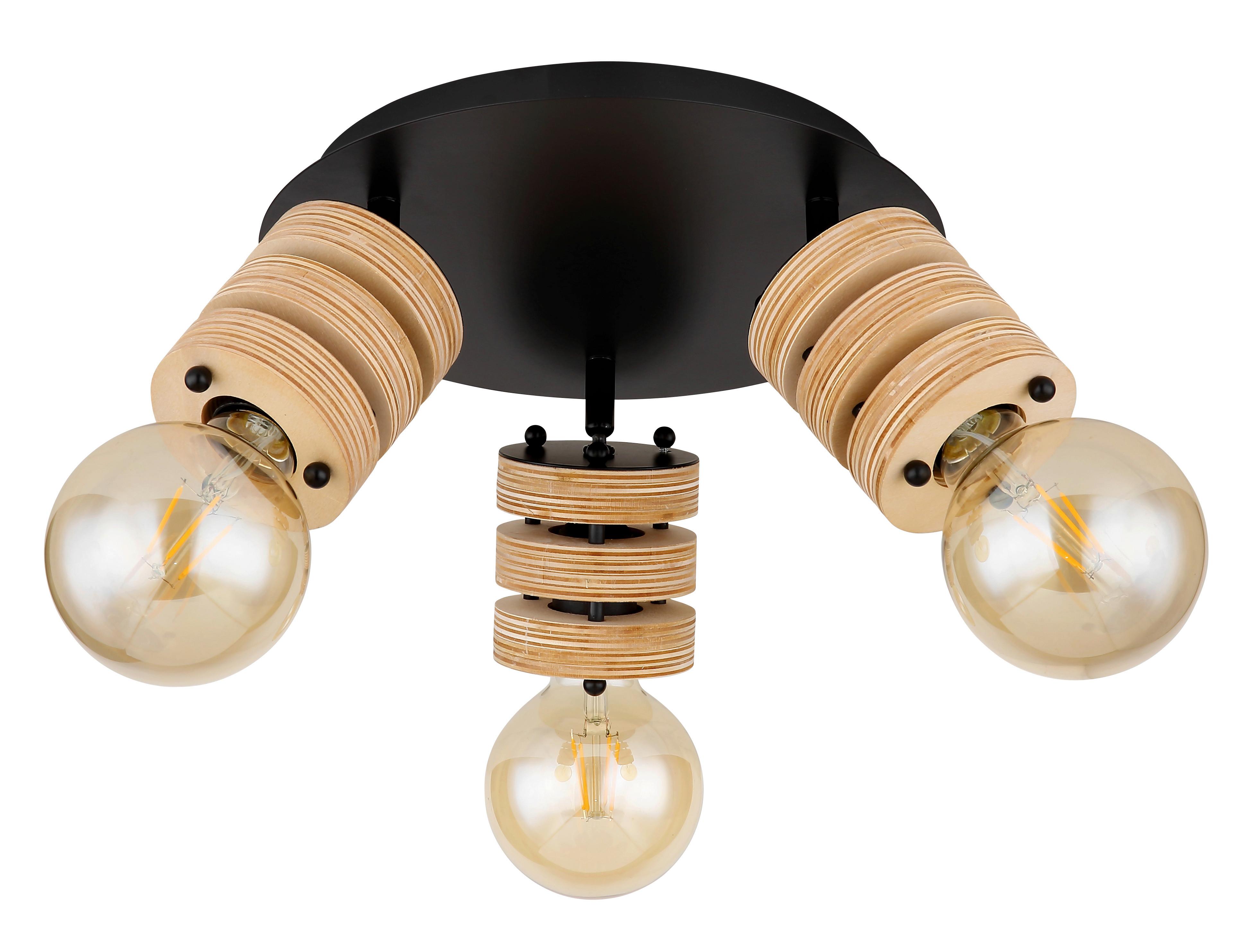 Reflektor Angeline - črna/rjava, Design, kovina/leseni material (28/17,5cm) - Globo