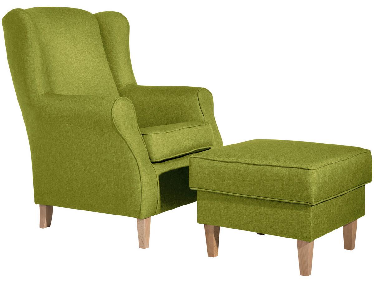 Hocker Lorris Hellgrün Flachgewebe - Buchefarben/Hellgrün, Design, Holz/Textil (53/45/53cm) - Max Winzer