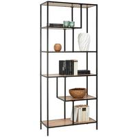 REGAŁ ROCKY - kolor dębowy/czarny, Trend, materiał drewnopochodny/metal (77/185/33cm) - Xora