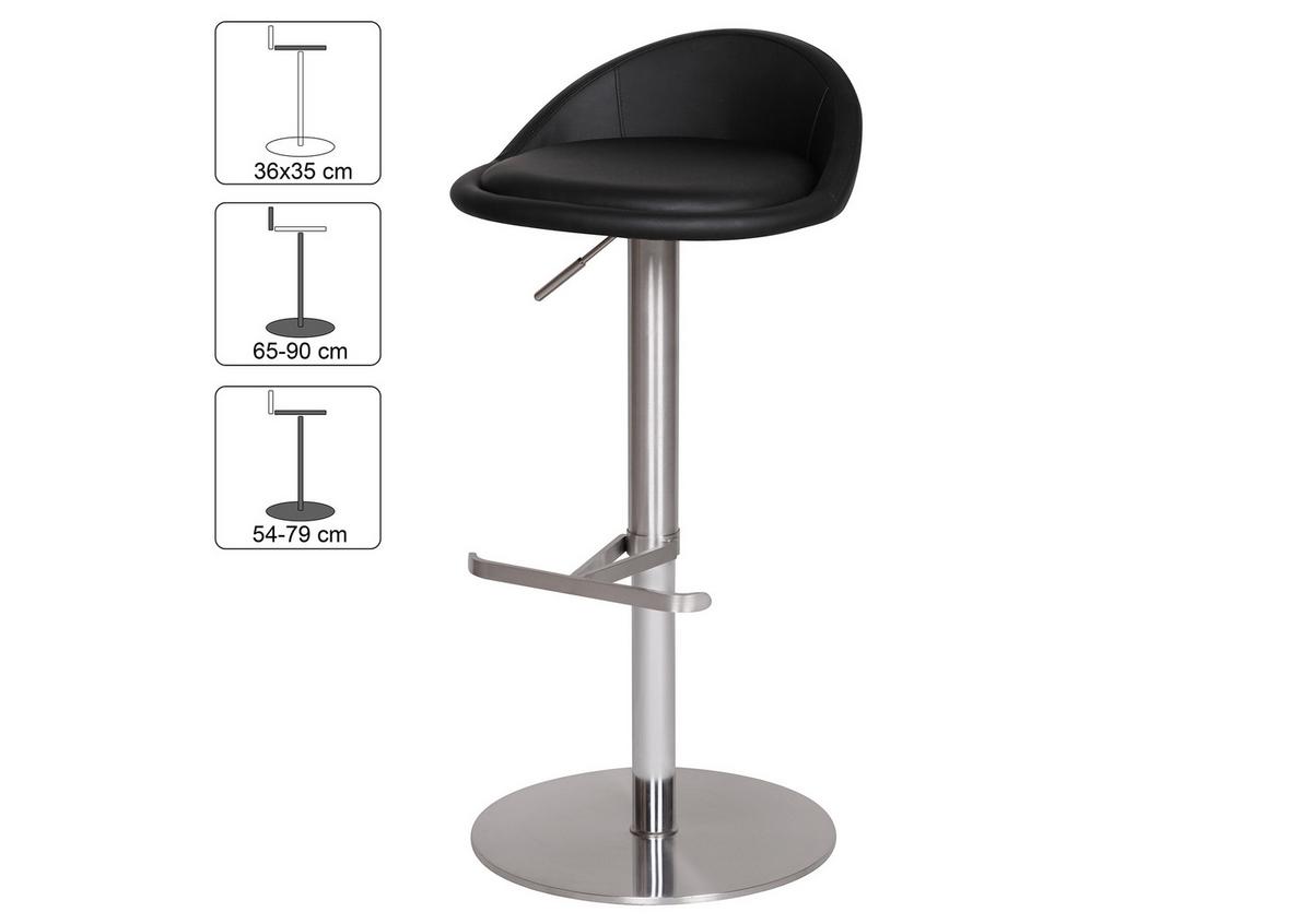 Barski Stol Wl1.281 - srebrne barve/črna, Moderno, kovina/tekstil (43/54-79/43cm) - MID.YOU