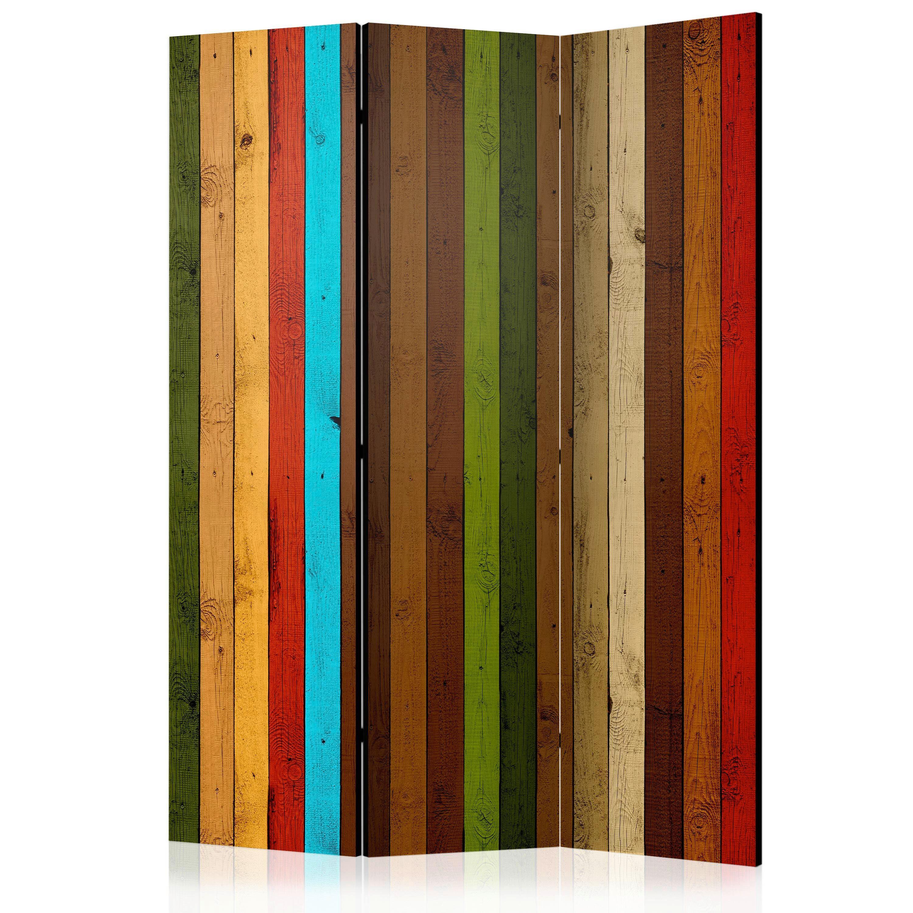 Paravan Wooden Rainbow, 3-Delni, Akustičen - večbarvno, Basics, umetna masa/tekstil (135/172/3cm) - artgeist