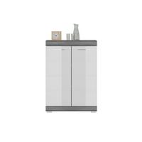 Kommode Scout ca. 60x85 cm Grau/Weiß - Chromfarben/Weiß Hochglanz, Design, Holzwerkstoff/Kunststoff (60/85/37cm) - MID.YOU