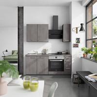 Küchenblock Riva High m. Geräten Schieferfarben - Schieferfarben/Edelstahlfarben, MODERN, Holzwerkstoff/Metall (180cm) - Nobilia