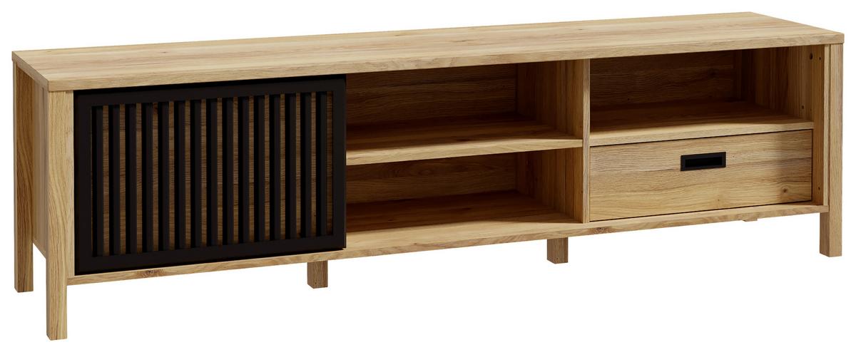 TV-Element Jytana Schwarz/Eichefarben - Eichefarben/Schwarz, Modern, Holzwerkstoff (174,8/49,9/40,2cm) - Premium Living