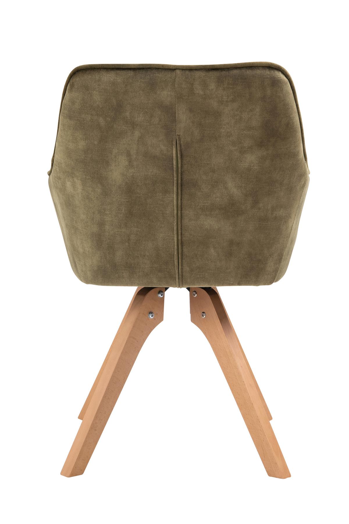 Naslanjač Samt, Zelena, Vrtljiv - barve hrasta/zelena, Moderno, tekstil/les (59/85/61cm) - Livetastic