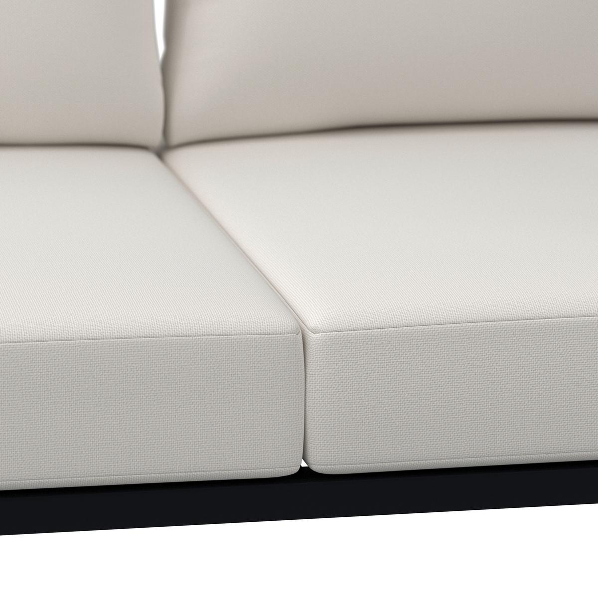 Loungegarnitur Loretta Creme Metall/Holz/Outdoorstoff - Creme/Schwarz, MODERN, Holz/Textil (80/75/80cm) - Bessagi Garden