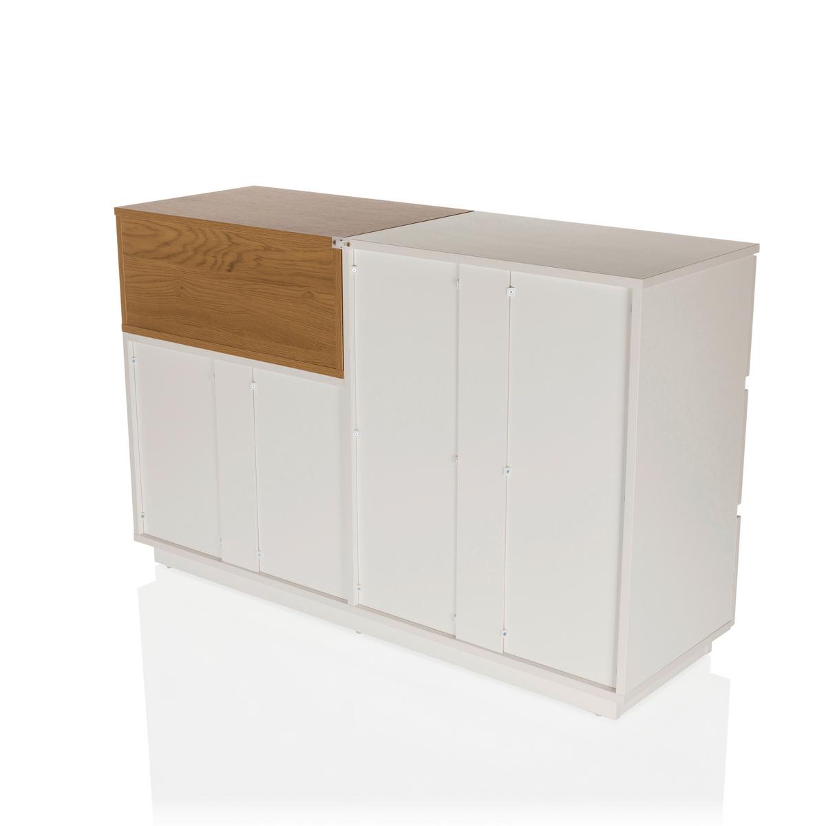 Široka Komoda Melmo, Bela, Barva Hrasta - barve hrasta/bela, Moderno, leseni material (120/76/40cm) - MID.YOU