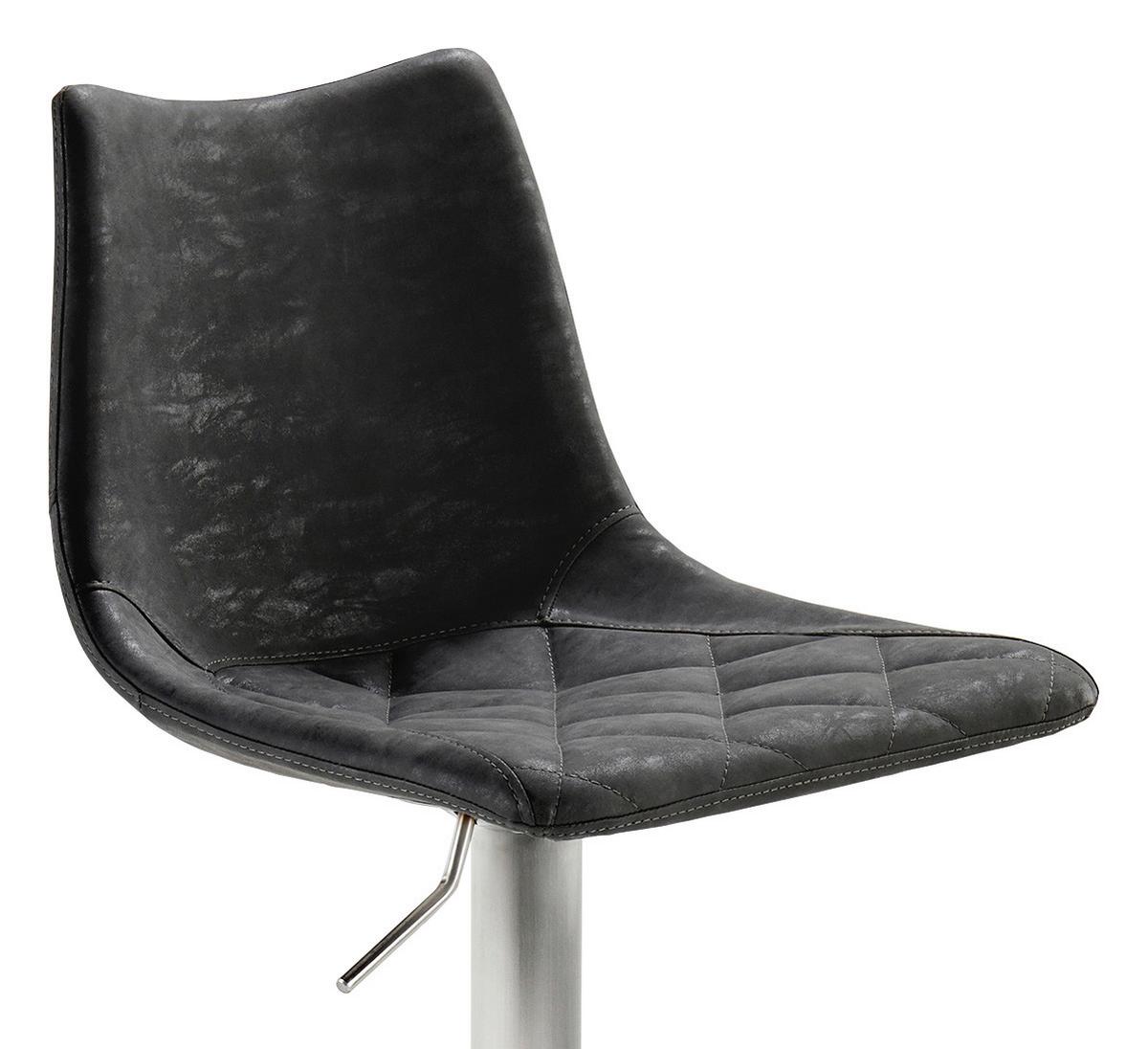 Tresenstuhl "My Tobi", schwarz - Edelstahlfarben/Schwarz, KONVENTIONELL, Holz/Textil (43/85-110/50cm) - Livetastic