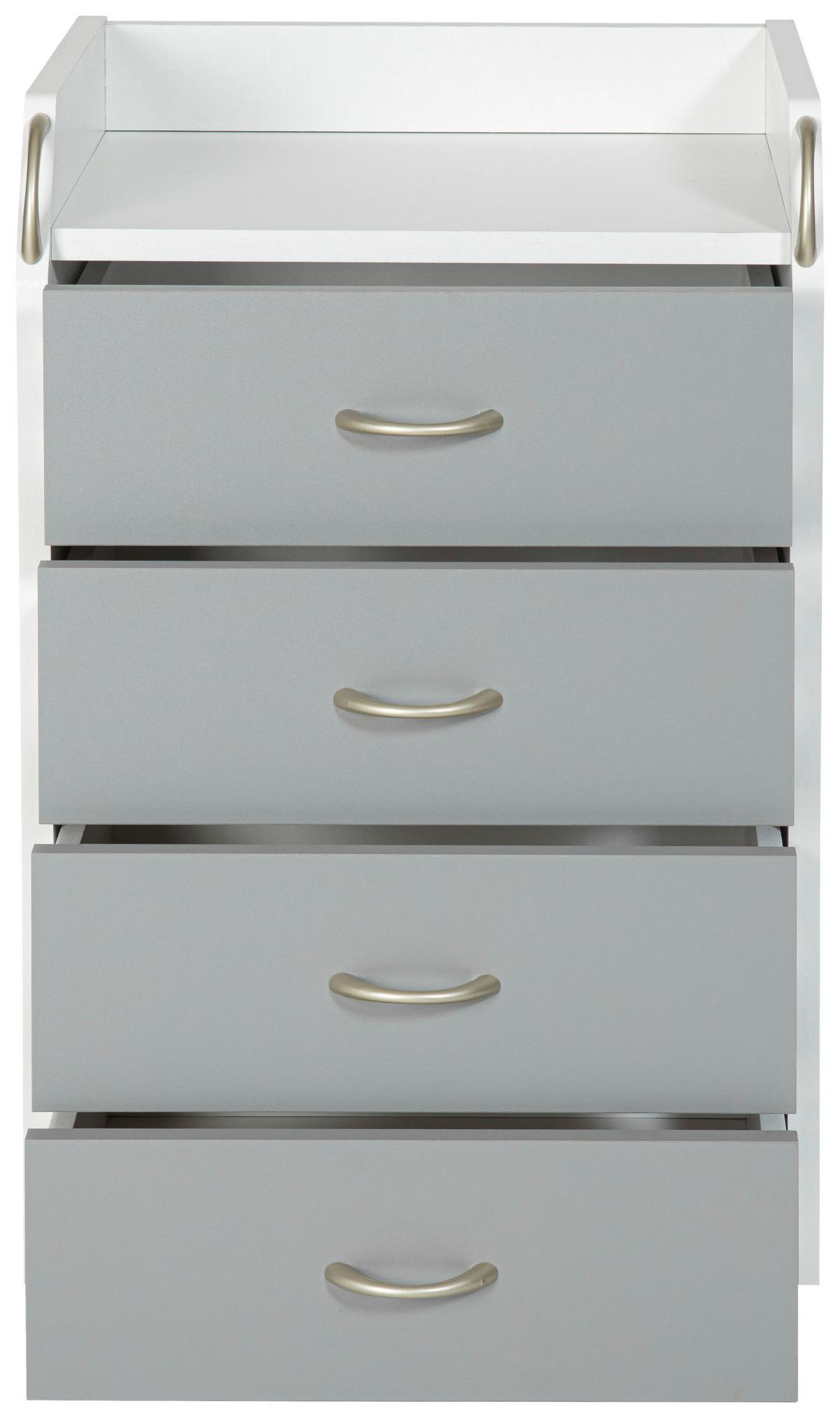 Rollcontainer Printi Grau/Weiß - Silberfarben/Weiß, KONVENTIONELL, Holzwerkstoff/Kunststoff (40/65/36cm) - MID.YOU