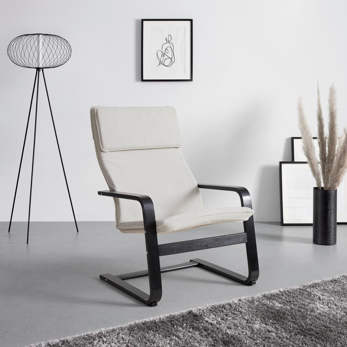 Schaukelstuhl Manu II in Creme/Schwarz - Creme/Schwarz, MODERN, Holz/Textil (67/100/84cm) - Based