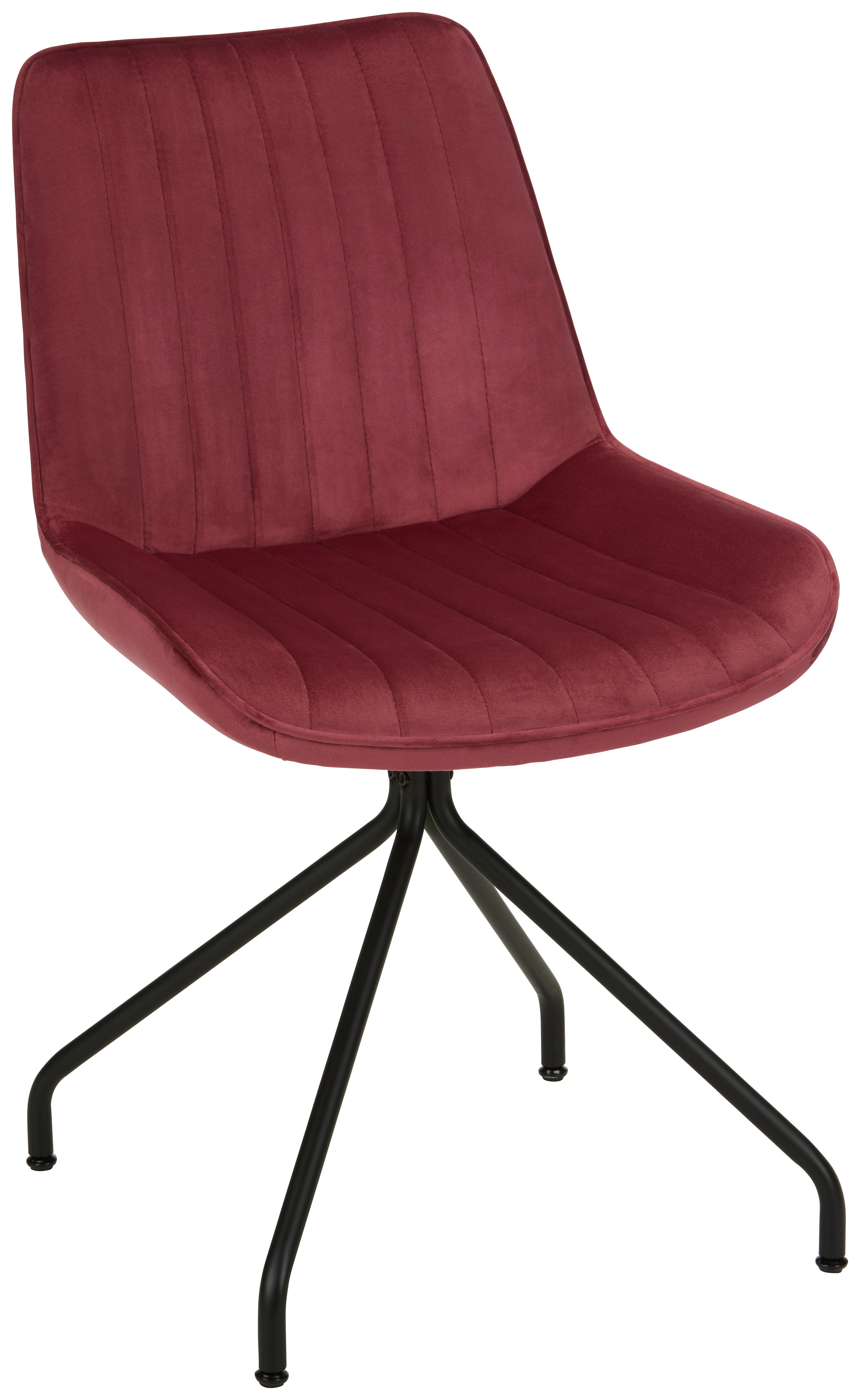 Stuhl aus Samt in Rot - Rot/Schwarz, MODERN, Textil/Metall (50/83,5/51cm) - Modern Living