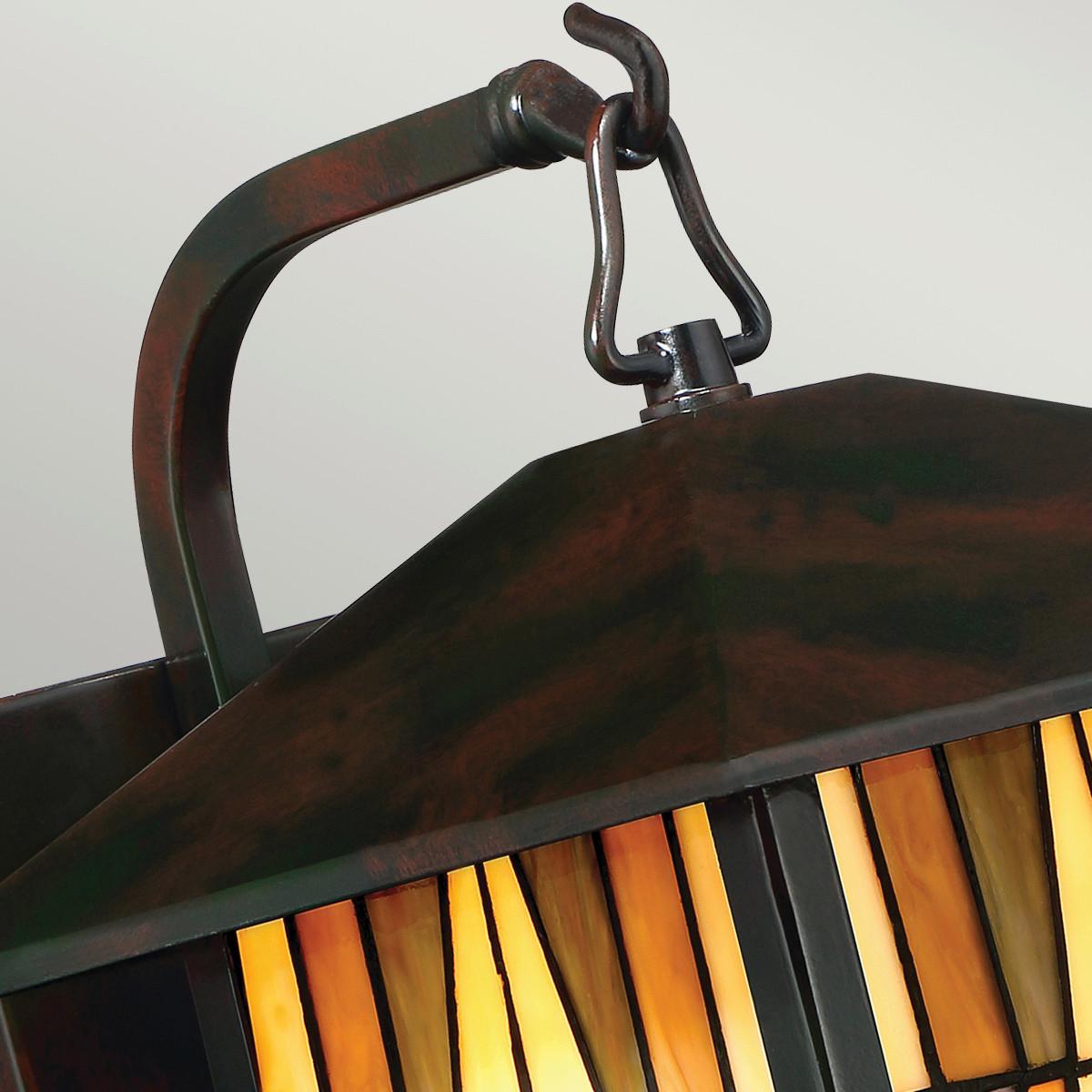 Kültéri Falilámpa Qz-Inglenook2-M Tiffany - bronzszínű, Konventionell, üveg/fém (21.5/31.4/26.1cm) - Elstead Lighting