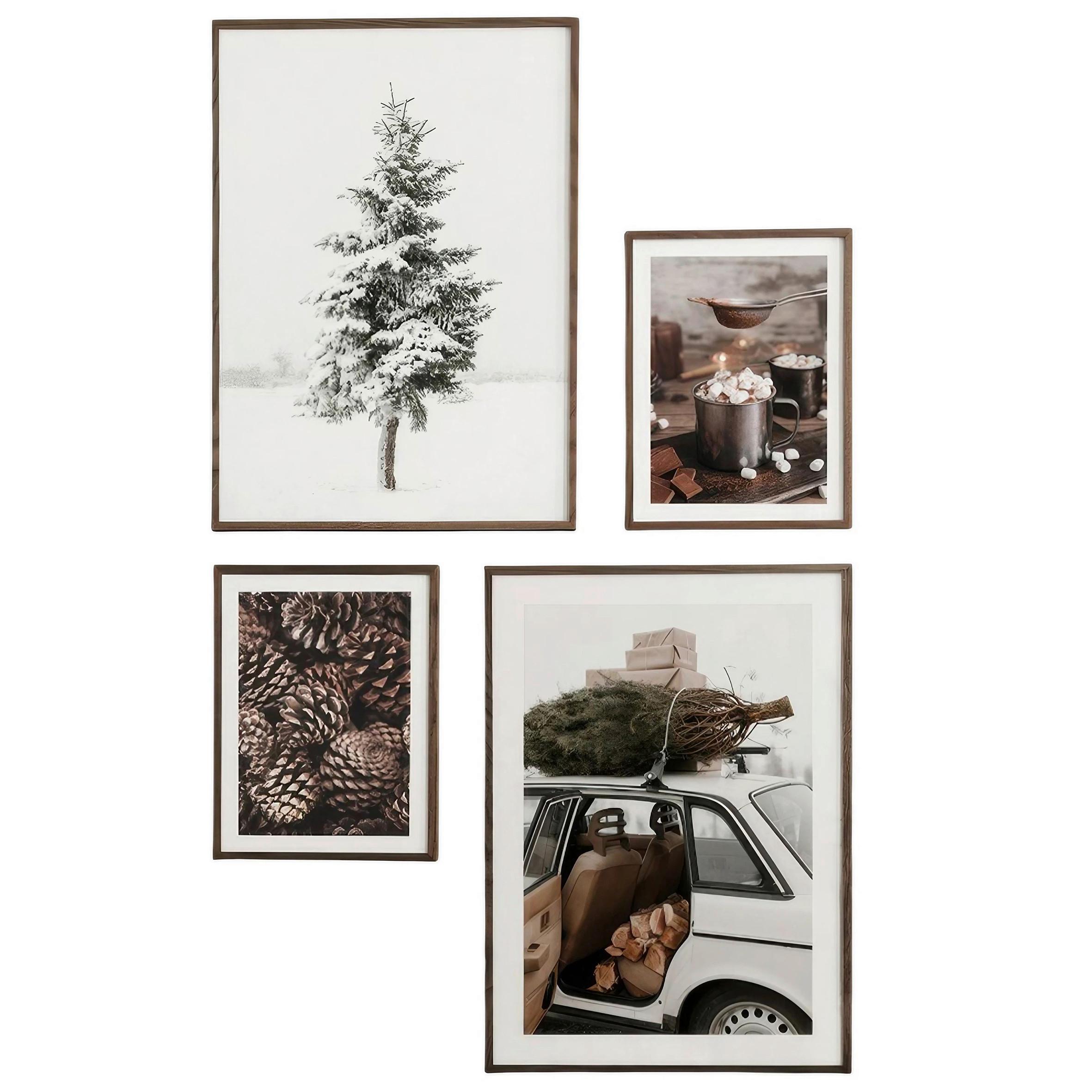 ZESTAW OBRAZÓW NWYEARMDL1 - zielony/szary, Basics, materiał drewnopochodny (33/48/2cm) - X-Mas