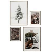 ZESTAW OBRAZÓW NWYEARMDL1 - zielony/szary, Basics, materiał drewnopochodny (33/48/2cm) - X-Mas
