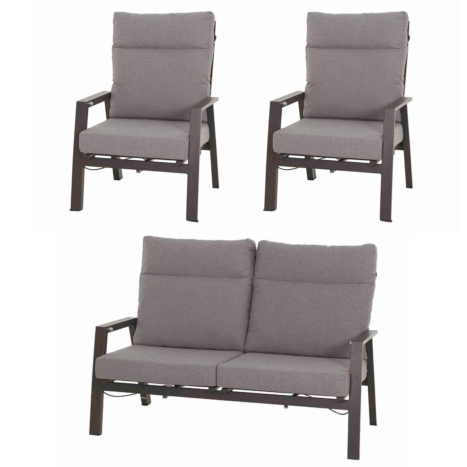Loungegarnitur Valencia Anthrazit - Grau, Basics, Keramik/Kunststoff (72,5/82,5/99cm) - Siena Garden