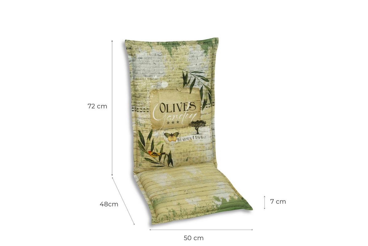Sesselauflagenset Olive Hellgrün, 2-teilig - Dunkelgrün/Hellgrün, Basics, Textil (50/7/120cm)