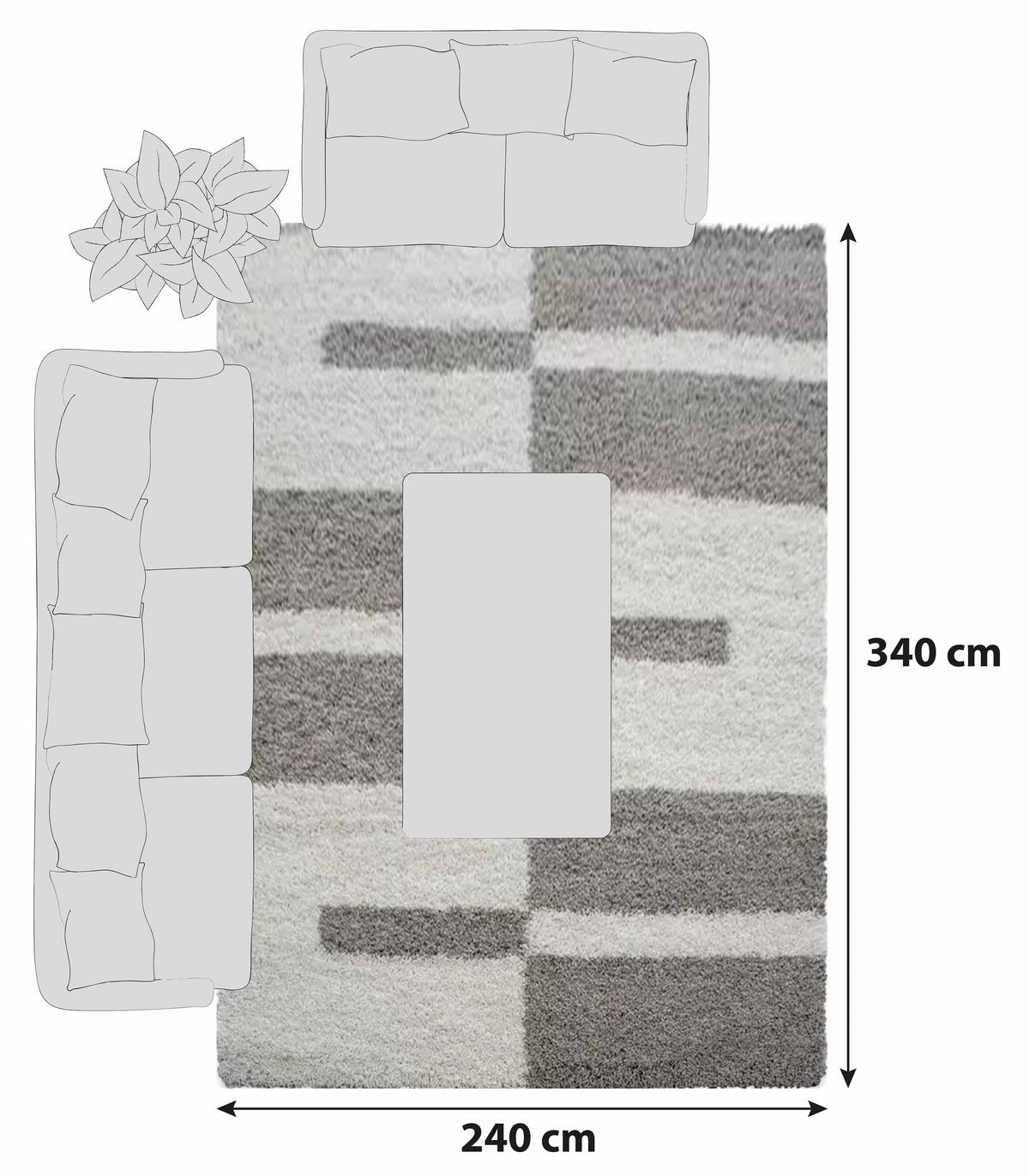 Hochflorteppich Gala Beige ca. 240x340cm - Beige, Design, Textil (240/340cm) - Novel