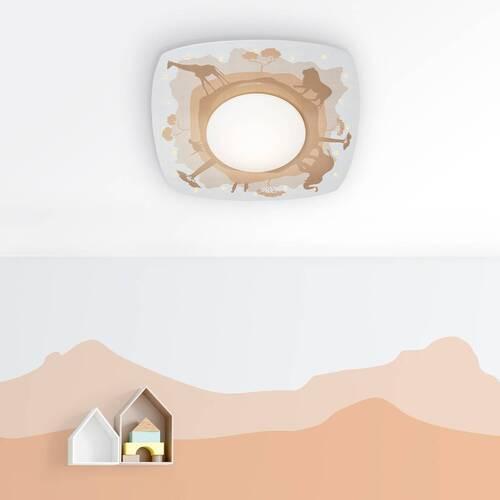 LAMPA SUFITOWA DZIECIĘCA 139639 SCANDI SAVANNE - pomarańczowy, Basics, drewno (58/58/12cm)