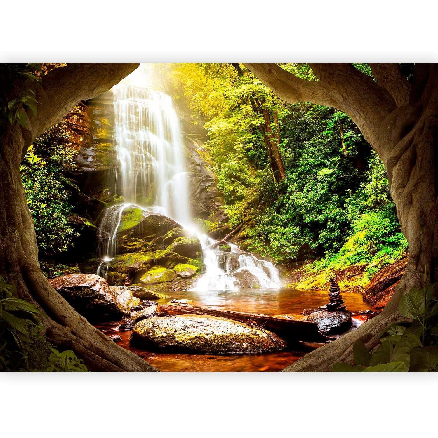 Fotótapéta Forest Refuse - barna/zöld, Lifestyle, textil (300/210cm) - artgeist
