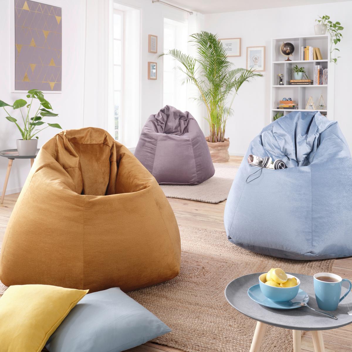 Ülőzsák Verona Samt - sárga/antracit, textil (90/105/90cm) - Best Price