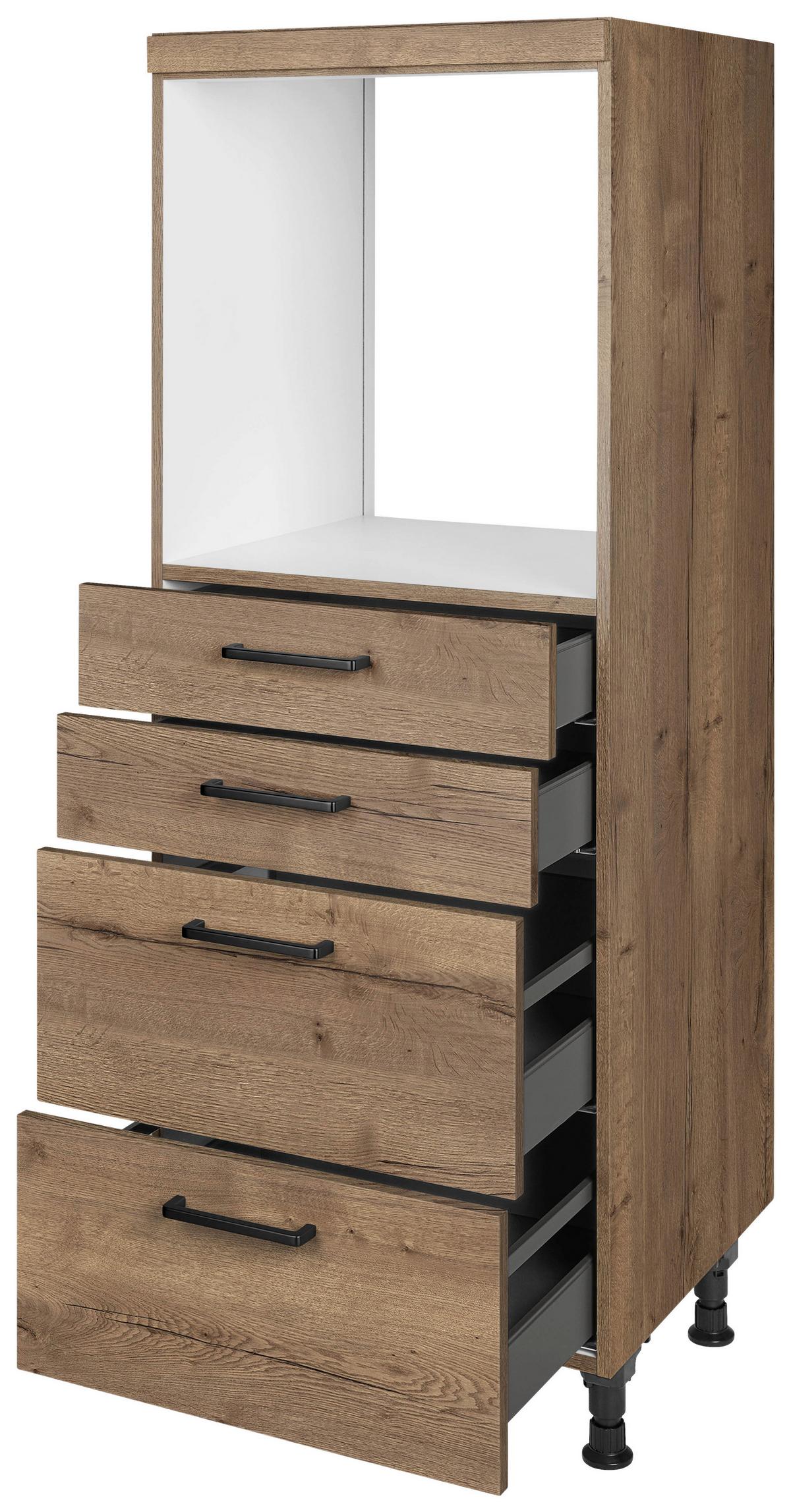 Geräteumbauschrank Structura Eiche dunkel - Eiche dunkel/Schwarz, MODERN, Holzwerkstoff/Metall (60/168/58cm) - Nobilia