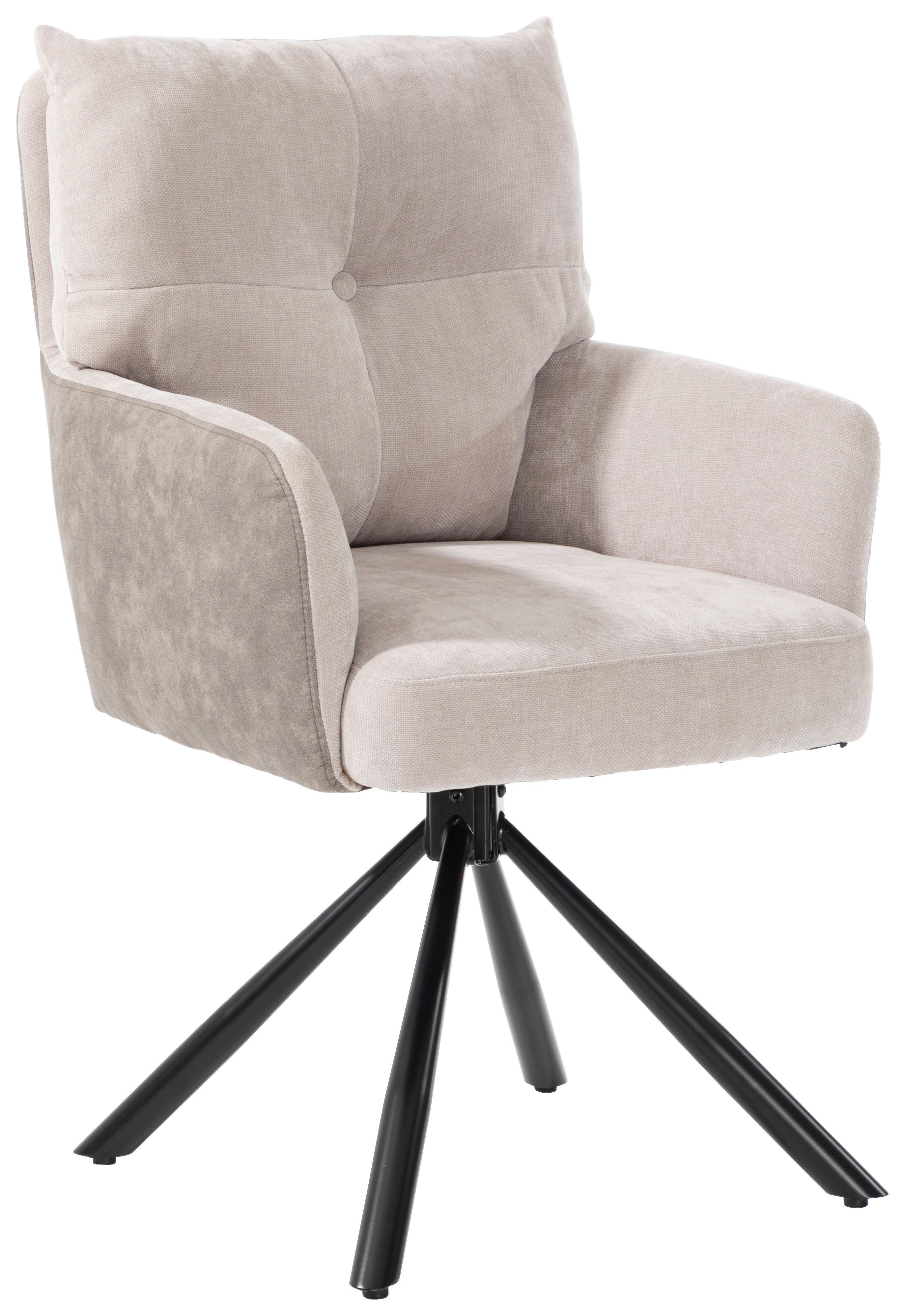 Armlehnstuhl Sophie Beige - Beige/Schwarz, MODERN, Textil/Metall (60/93/67cm) - Premium Living