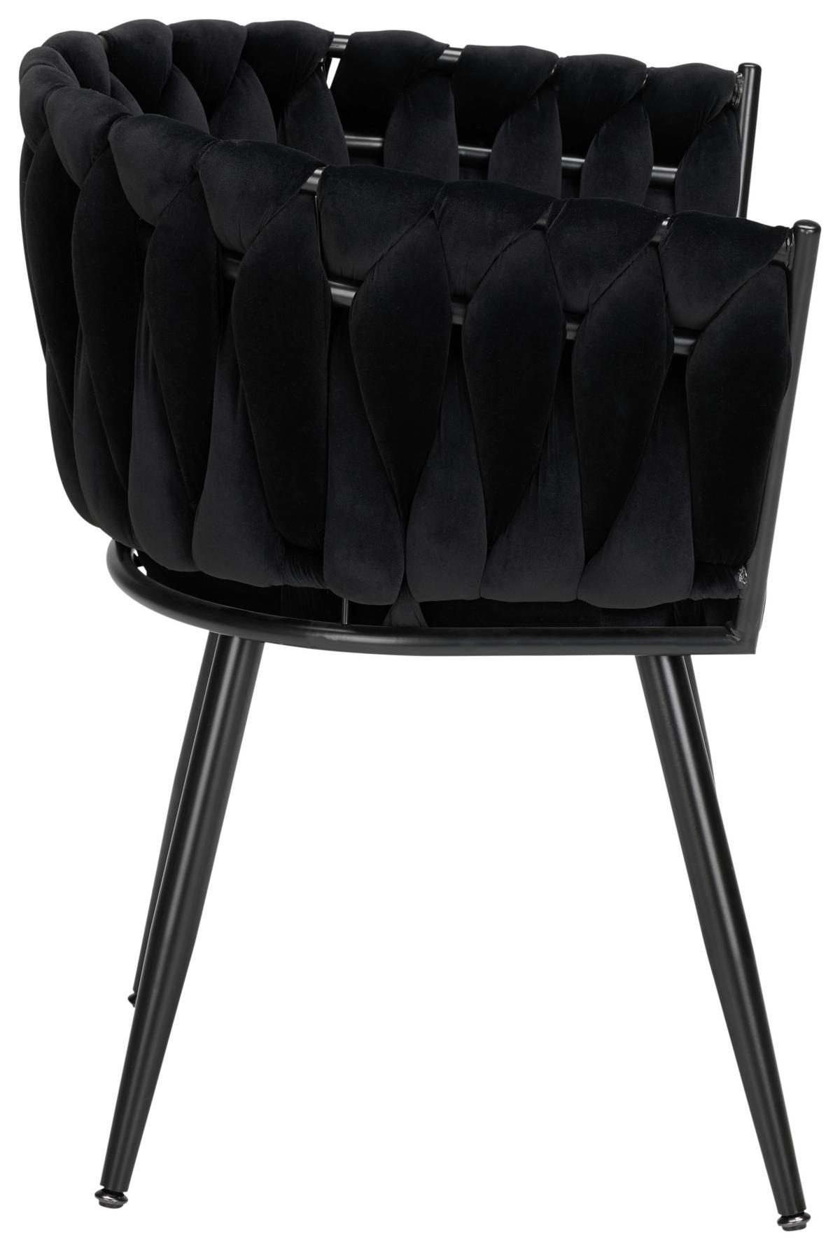 KRZESŁO Z PODŁOKIETNIKAMI WEAVY -TREND- - czarny, Modern, metal/drewno (64/78/55cm) - Premium Living