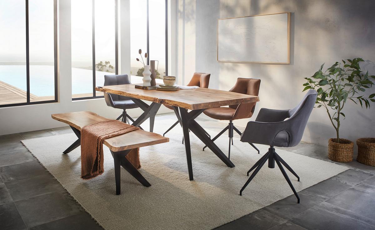 KRZESŁO AMSTERDAM - czarny/brązowy, Design, metal/tkanina (59/87/61cm) - Novel