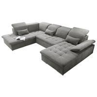 Wohnlandschaft Wayne U inkl. Kissen Schlammfarben - Schlammfarben/Silberfarben, KONVENTIONELL, Kunststoff/Textil (240/340/188cm) - MID.YOU