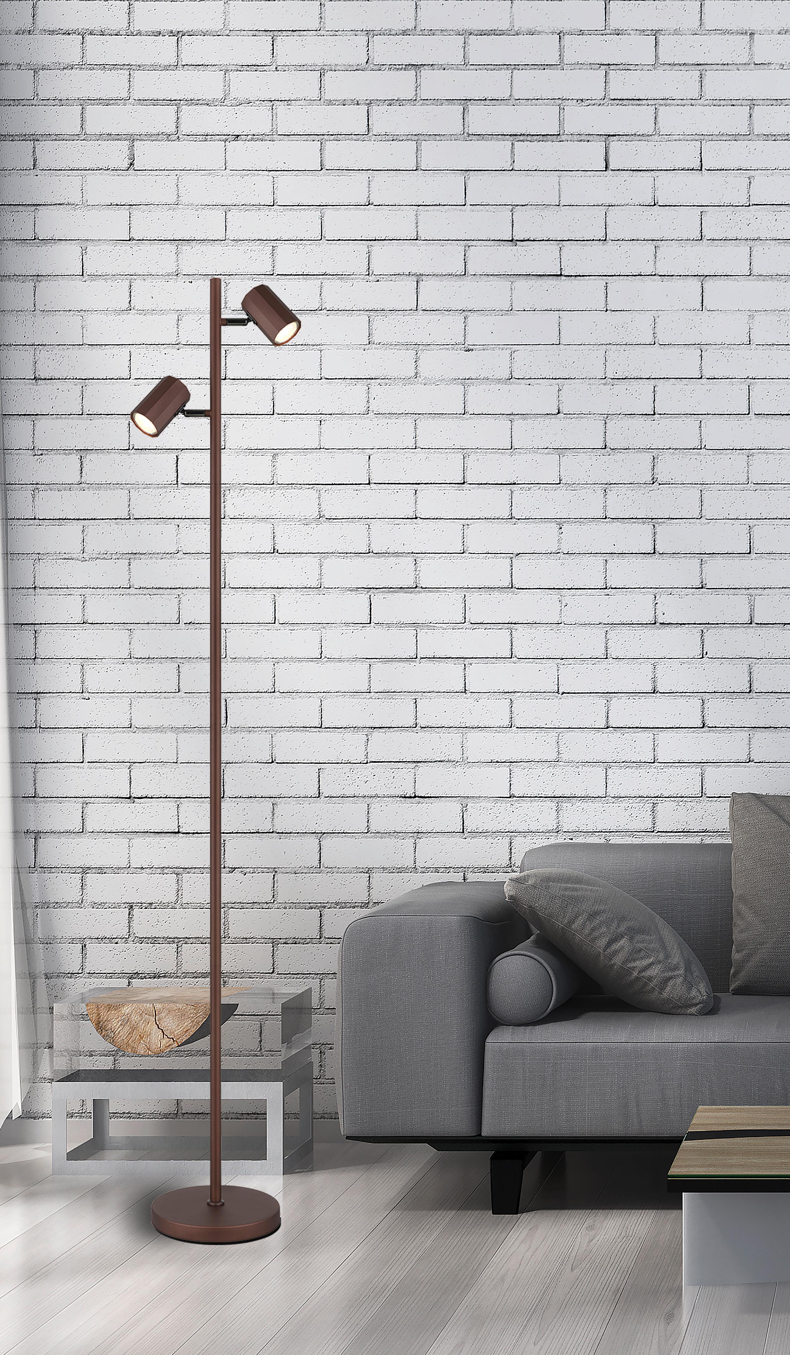 Stehleuchte James Bronzefarben max. 25 Watt - Bronzefarben, Design, Metall (27/22/158cm) - Globo