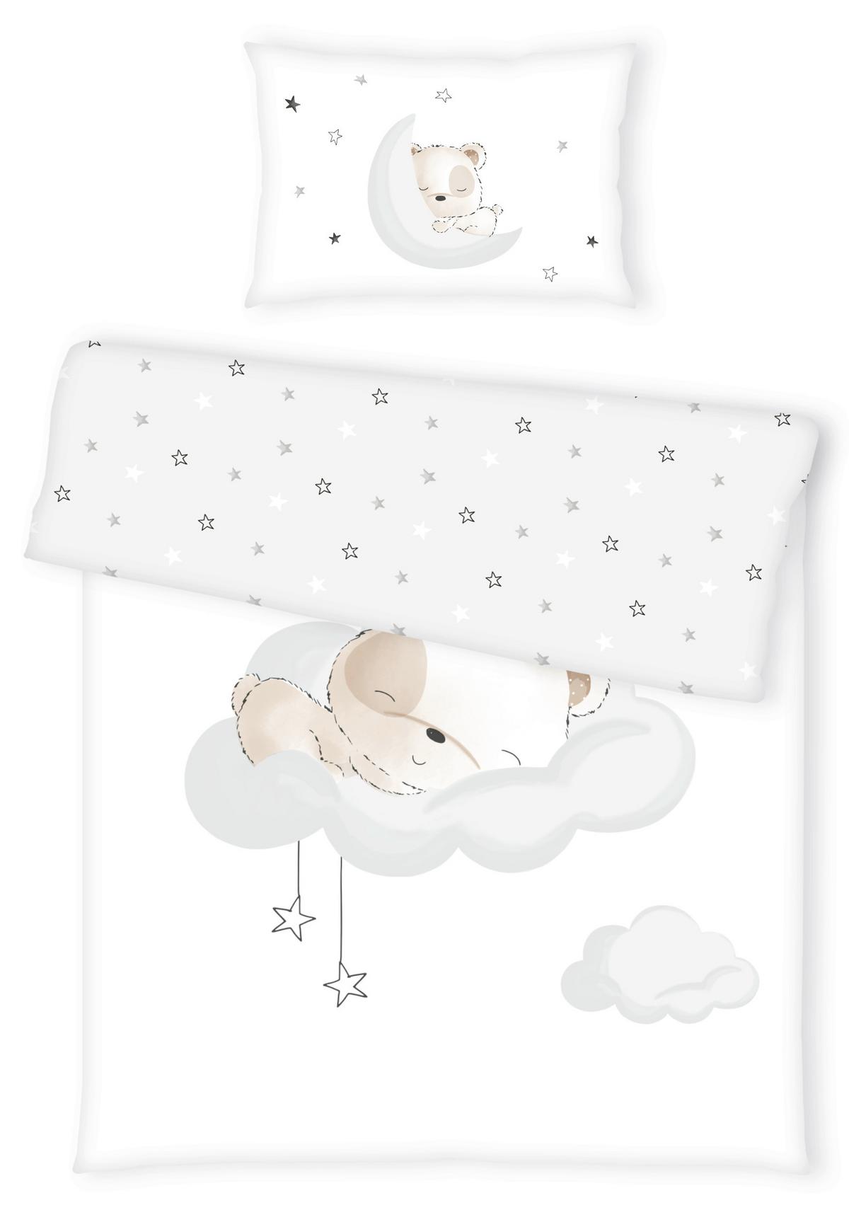 POŚCIEL NIEMOWLĘCA MISIO - biały/szary, Konventionell, tkanina (100/135cm)