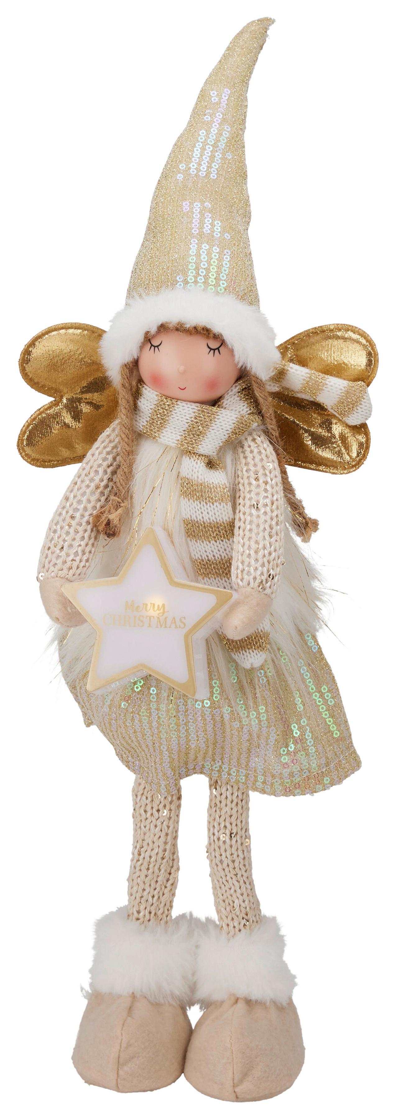 Dekoengel ANGY - Goldfarben, Textil (18/13/55cm)