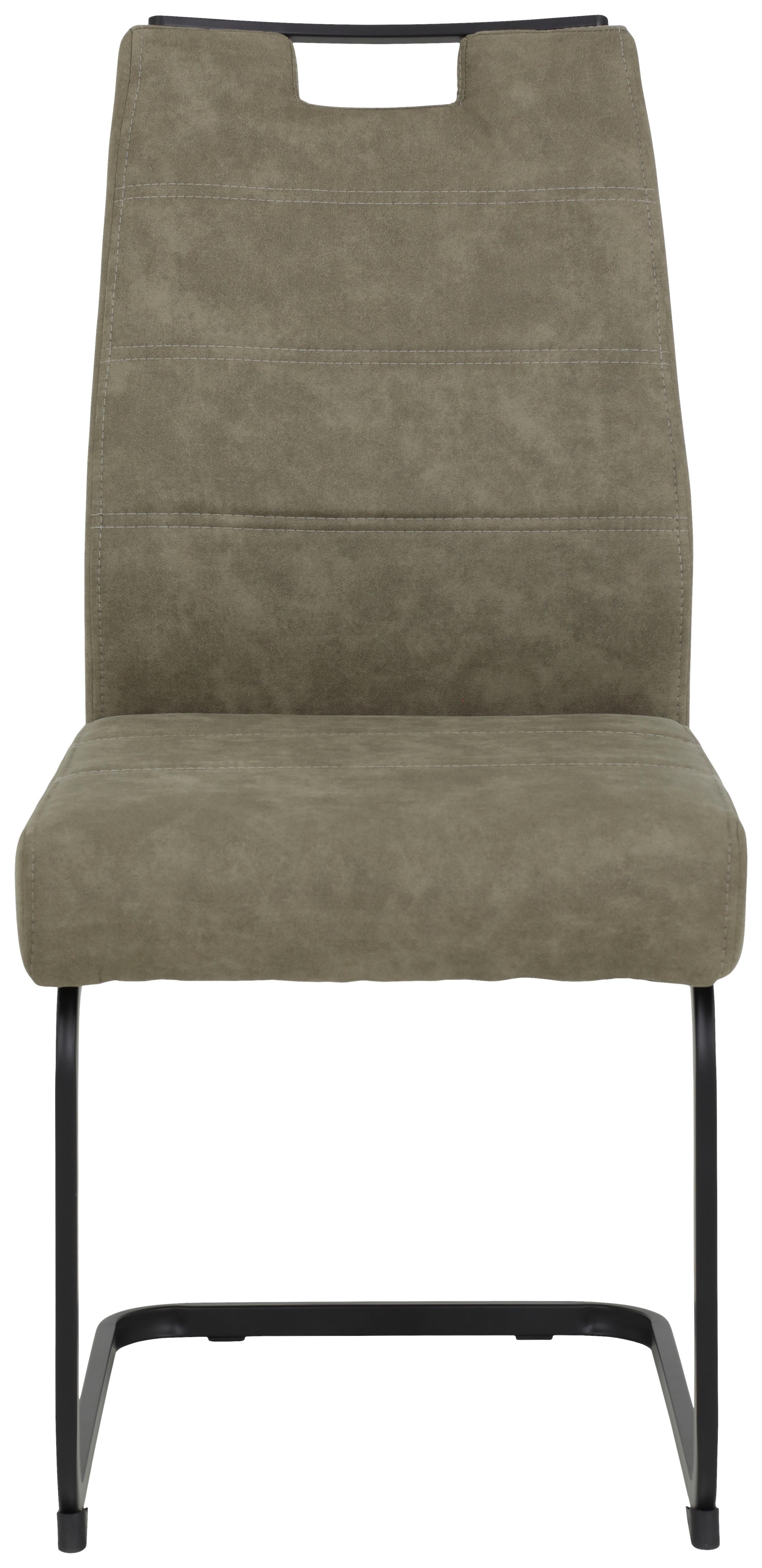 Schwingstuhl 2er-Set Kerstin S Schlammfarben Mikrofaser - Schlammfarben/Schwarz, MODERN, Textil/Metall (49/100/61cm) - MID.YOU