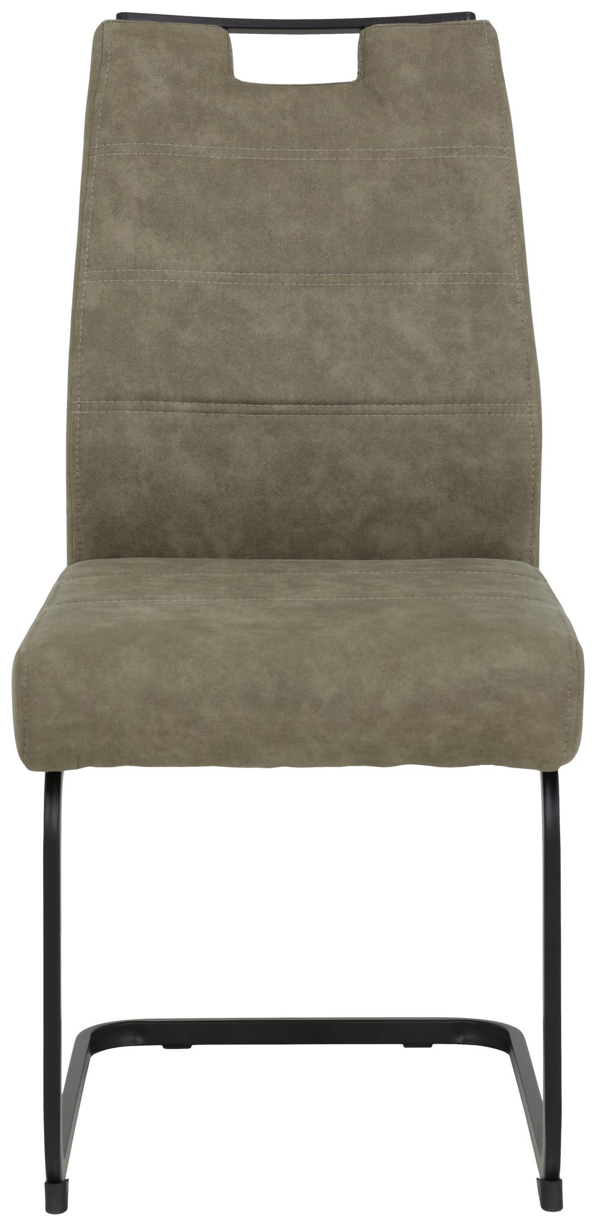 Schwingstuhl 2er-Set Kerstin S Schlammfarben Mikrofaser - Schlammfarben/Schwarz, MODERN, Textil/Metall (49/100/61cm) - MID.YOU