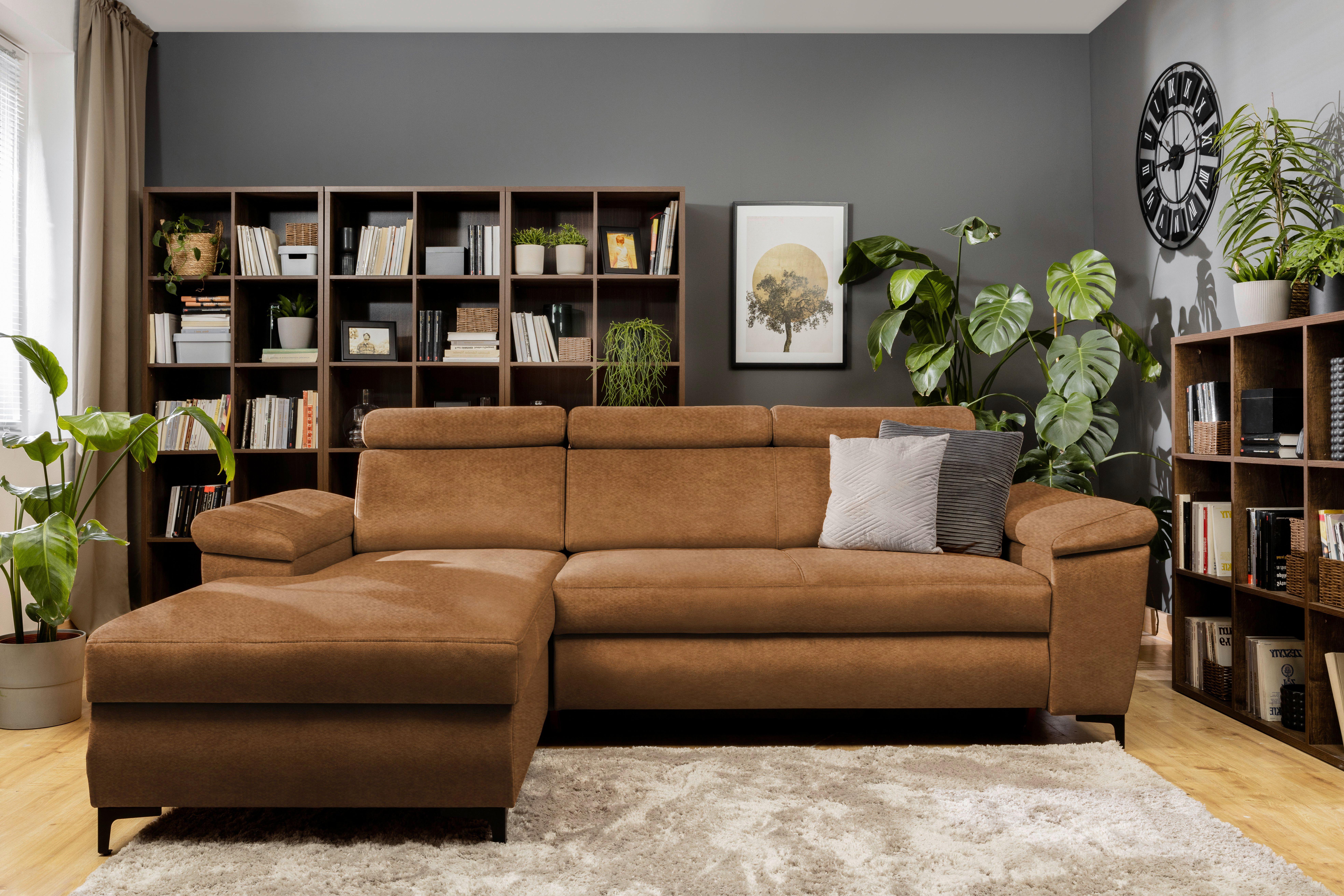 Sedežna Garnitura Santi, Oranžna, Ležišče, Predal - črna/oranžna, Moderno, kovina/tekstil (176/258cm) - Modern Living