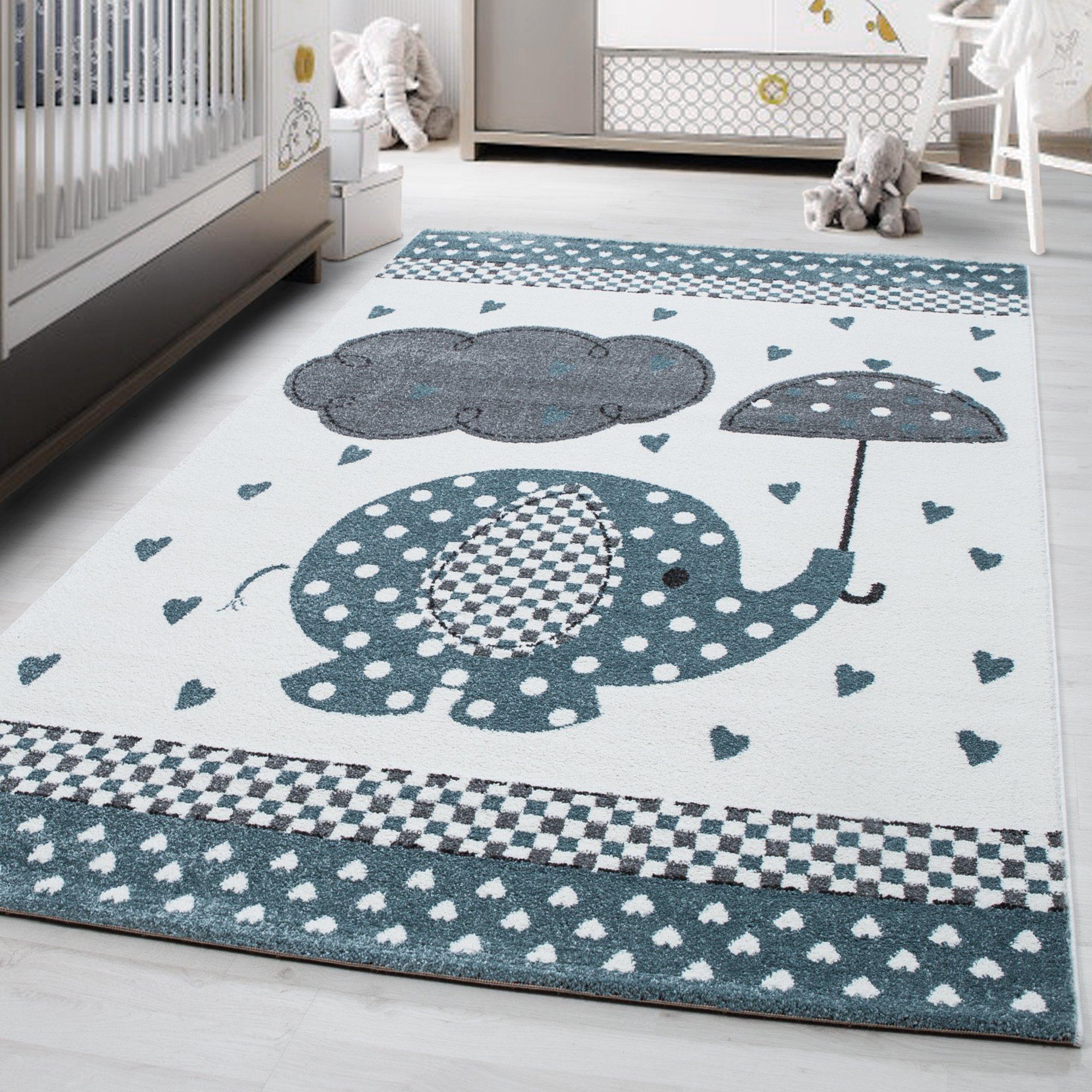 Kinderteppich Kids Blau/Grau/Weiß ca. 80x150cm - Blau/Weiß, Trend, Textil (80/150cm)