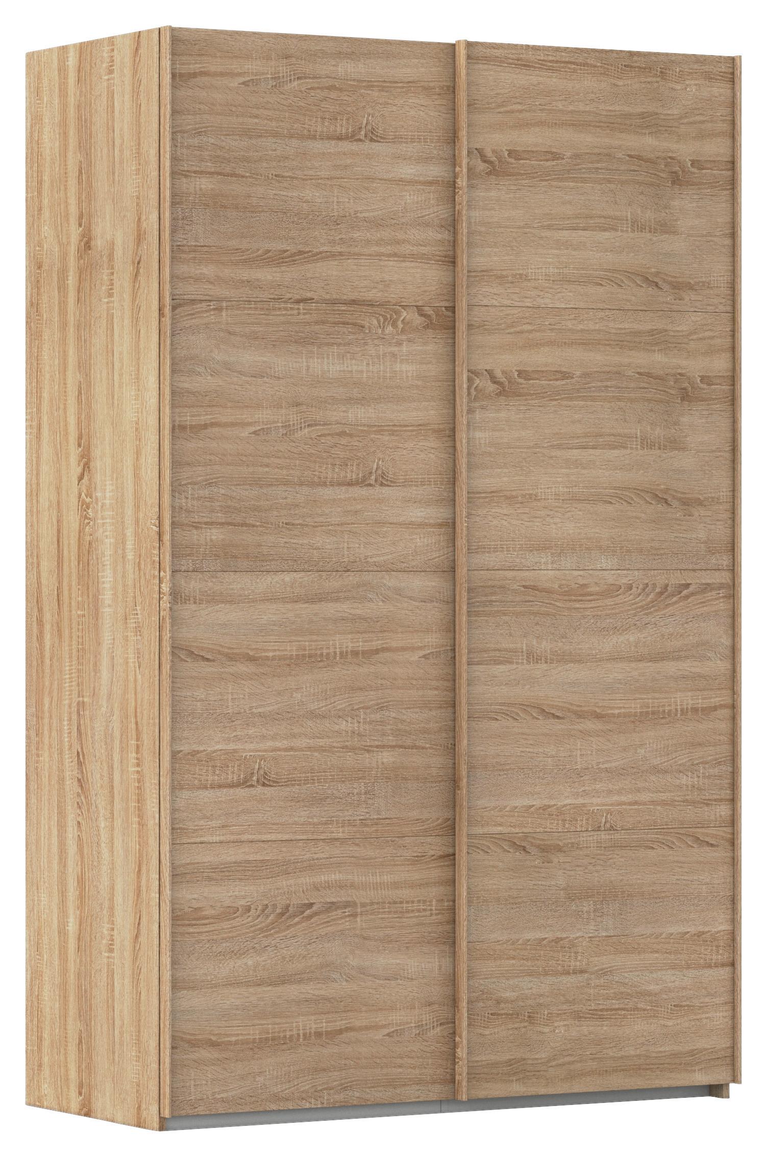 Omara Z Drsnimi Vrati Evelyn, Barva Hrasta - hrast sonoma, Design, umetna masa/leseni material (137/223/68cm) - Novel