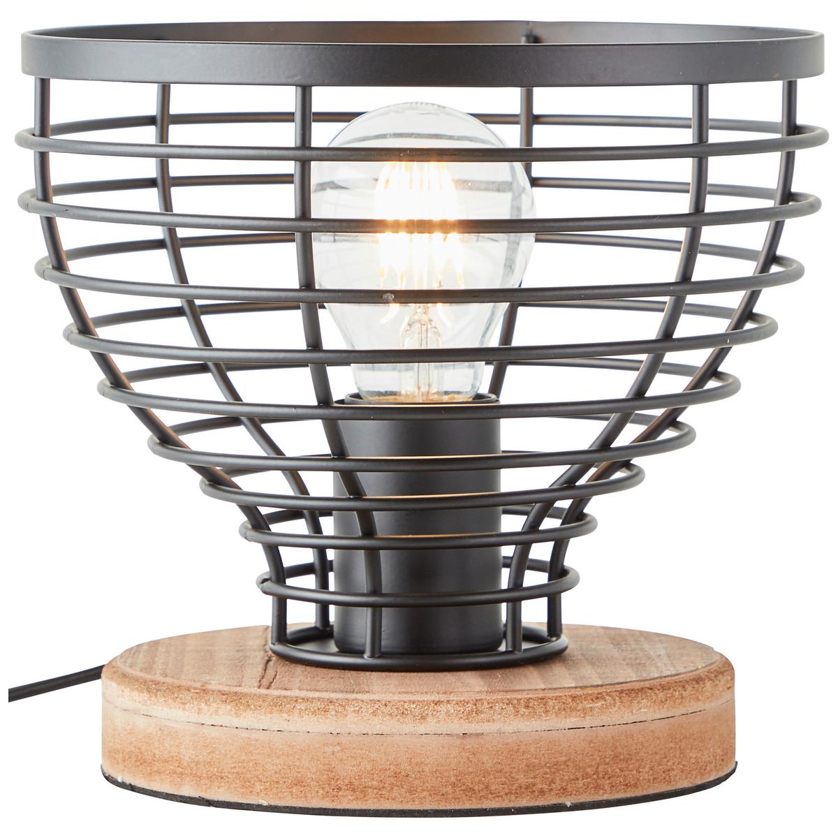 Tischleuchte Avia Schwarz/Braun max. 52 Watt - Schwarz/Braun, Natur, Holz/Metall (20/18,5cm) - Brilliant