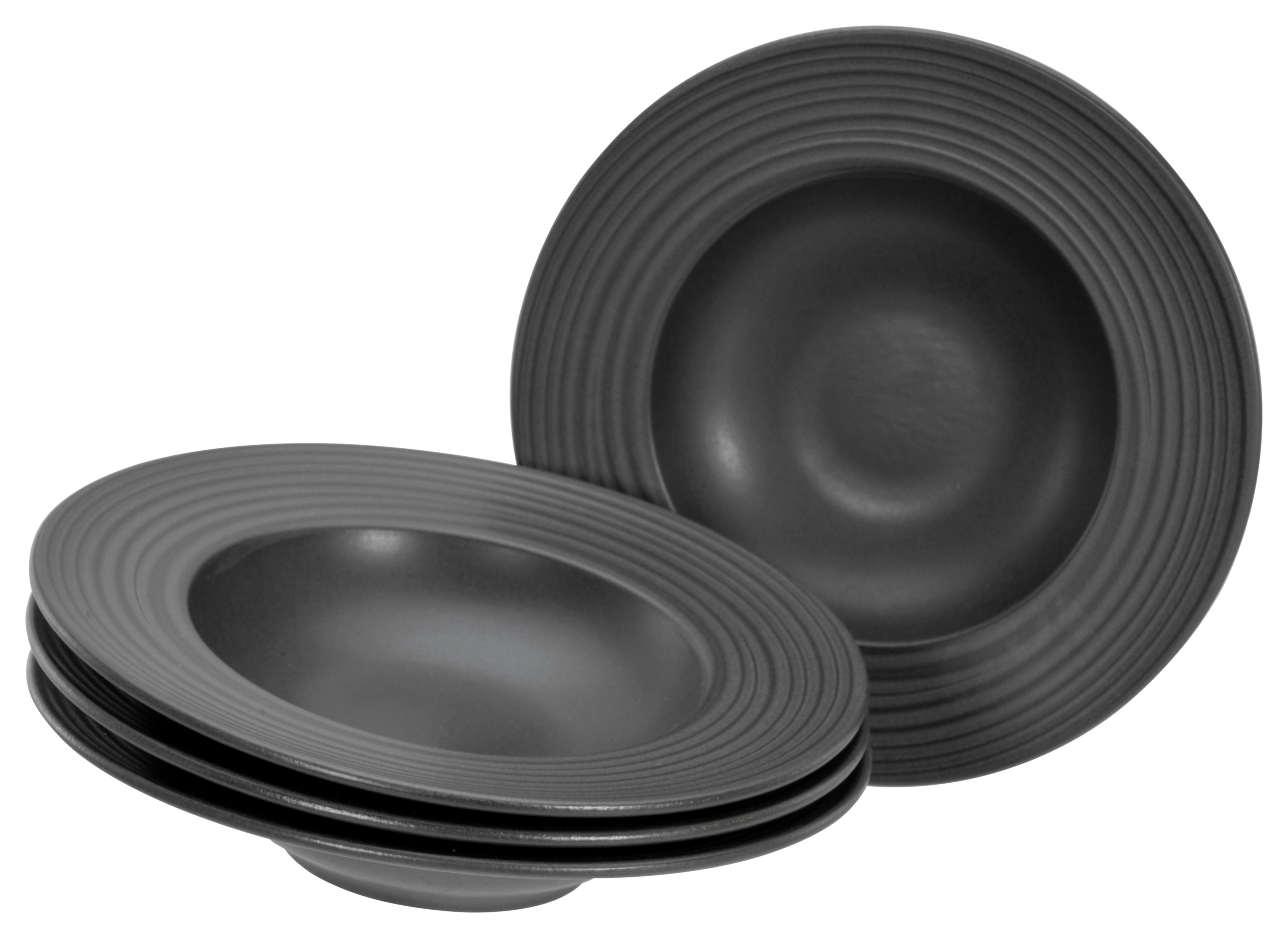 Set Krožnikov Za Testenine Lava Stone Black, 4-Delni - črna, Basics, keramika (30cm) - Creatable
