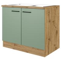 Spülmaschinenschrank Cara ca. 100x85x57 cm Grün/Eiche - Schwarz/Eiche Artisan, KONVENTIONELL, Holzwerkstoff/Metall (100/85/57cm) - FlexWell