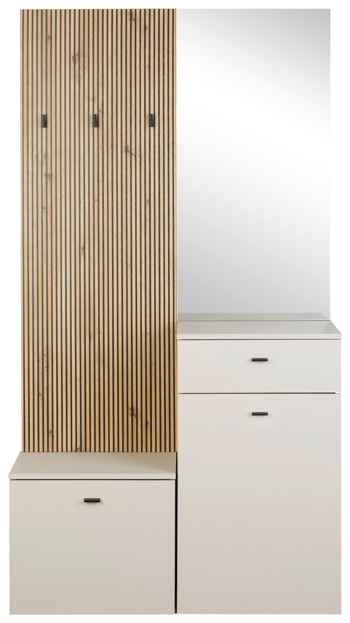 Ansamblu de hol ERIKA - cașmir/stejar Artisan, Modern, sticlă/material pe bază de lemn (100/192,1/36,6cm) - Modern Living