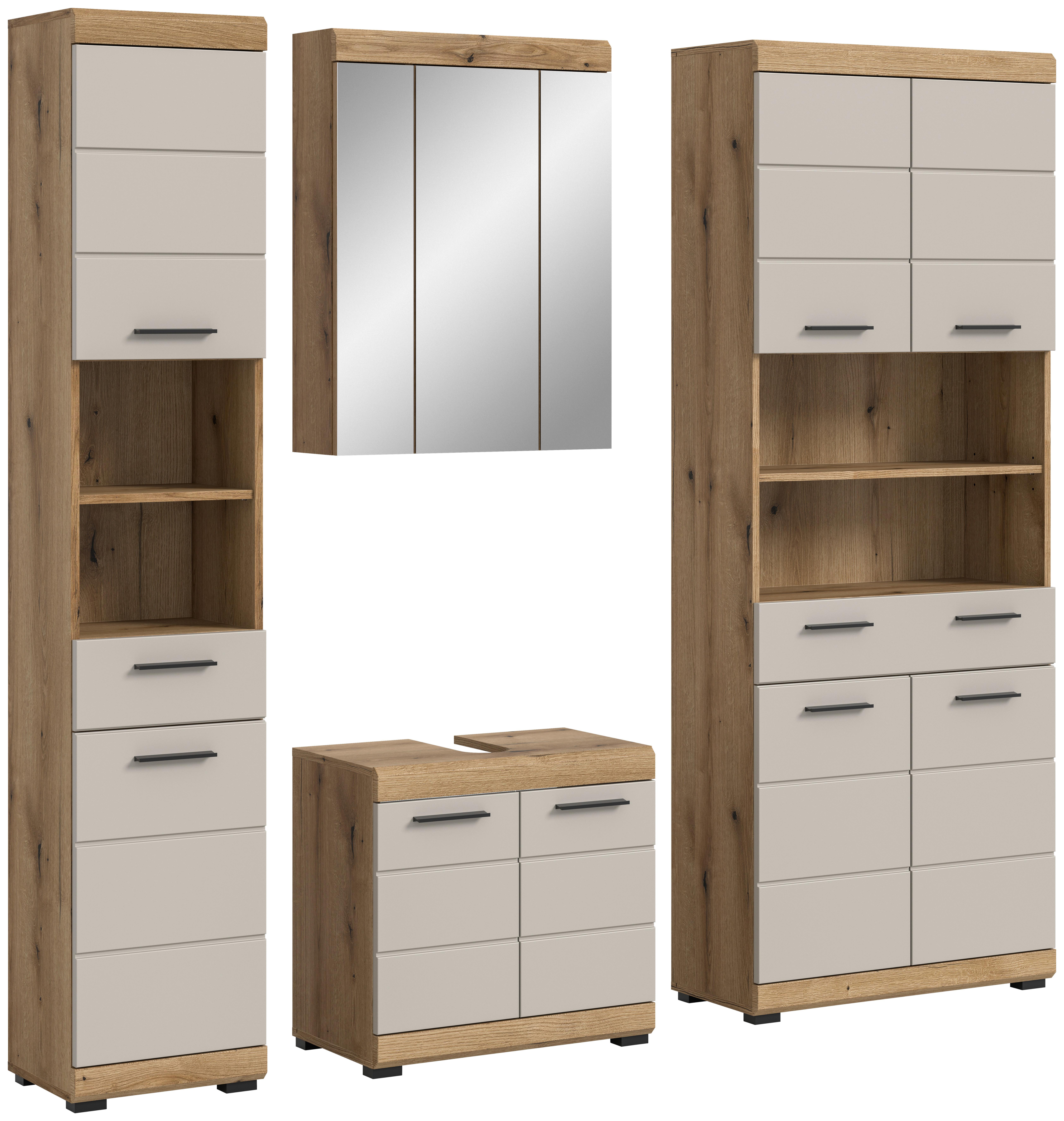 Badezimmer Scout 4-tlg. ca. 171 cm Kaschmir - Kaschmir/Schwarz, MODERN, Holzwerkstoff/Kunststoff (171cm) - MID.YOU