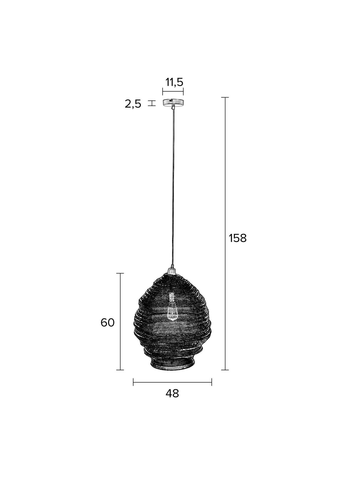 LAMPA WISZĄCA PENDANT LAMP LENA L BRASS - kolor mosiężny, Design, metal (48/158cm) - Zuiver