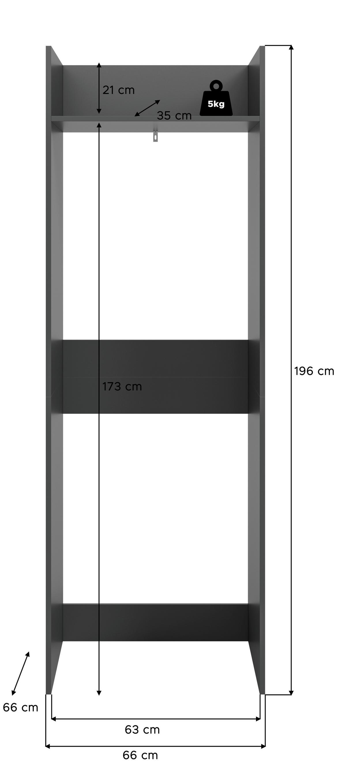 Waschmaschinenschrank Free Anthrazit - Anthrazit/Weiß, Basics, Holzwerkstoff/Kunststoff (66/195/60cm) - MID.YOU